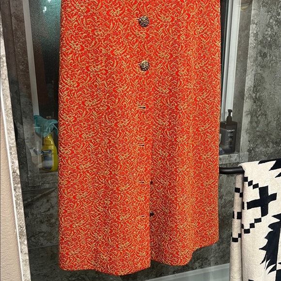 Elegant Vintage Orange Button-Up Dress - Picture 4 of 5